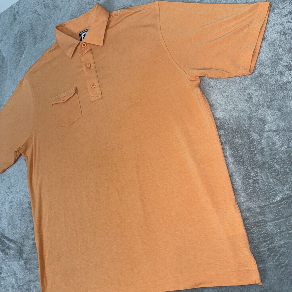 Footjoy Men's Athletic Fit Solid Pocket Golf Polo Shirt Size XL‎ Peach EUC - Picture 6 of 11